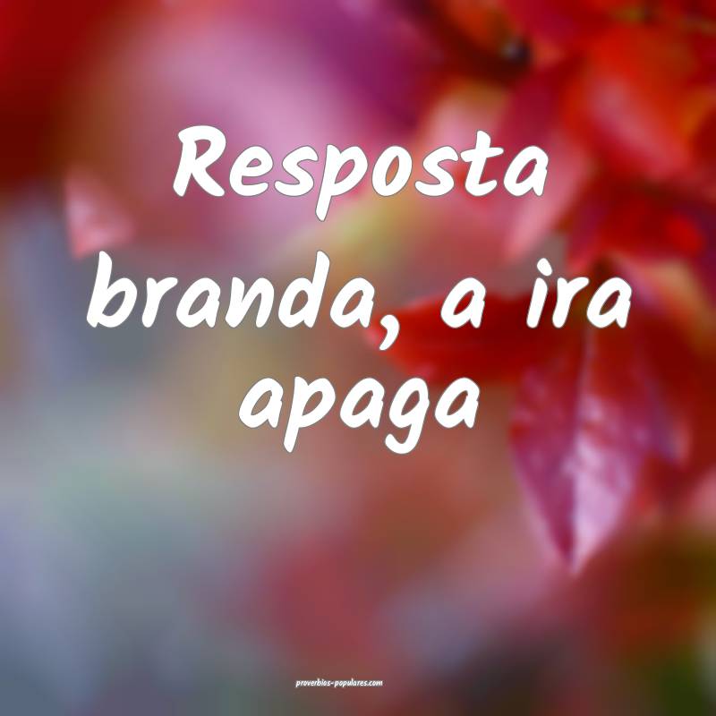 Resposta branda, a ira apaga...