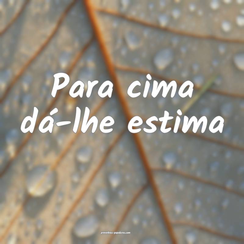 Para cima dá-lhe estima...