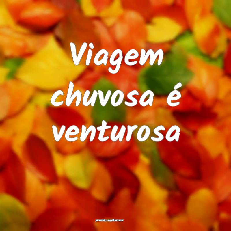 Viagem chuvosa é venturosa...