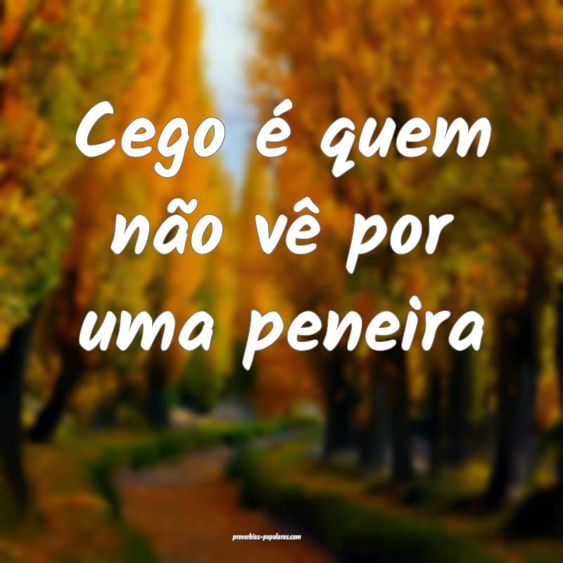 Cego é quem não vê por uma peneira ...