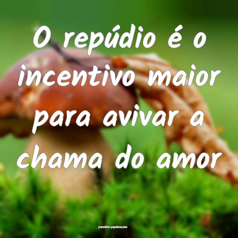 O repúdio é o incentivo maior para avivar a chama do amor...
