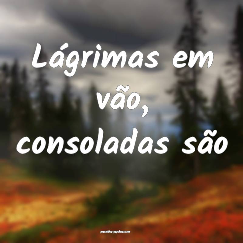 Lágrimas em vão, consoladas são ...