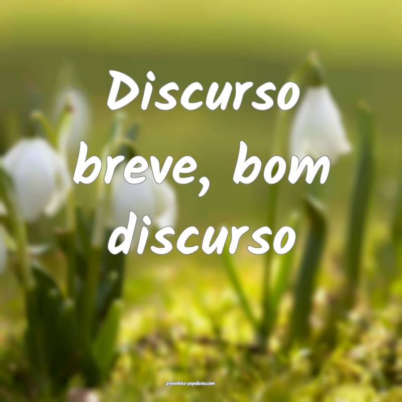 Discurso breve, bom discurso...