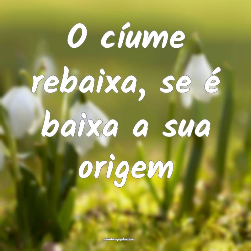 O cíume rebaixa, se é baixa a sua origem...