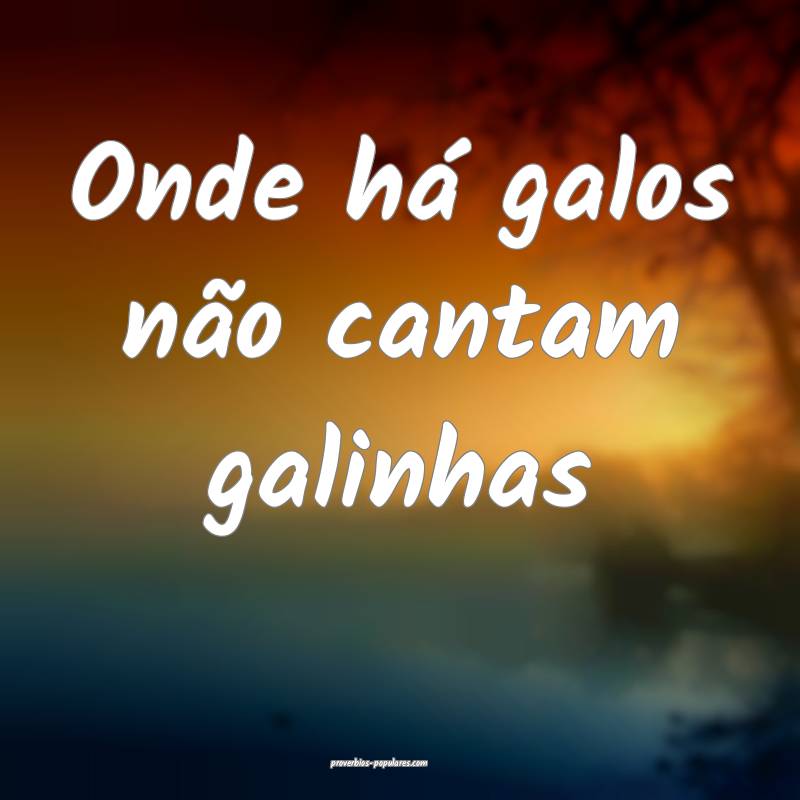 Onde há galos não cantam galinhas...