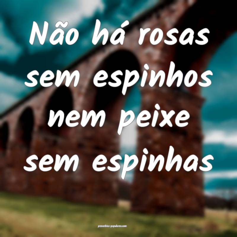 Não há rosas sem espinhos nem peixe sem espinhas...