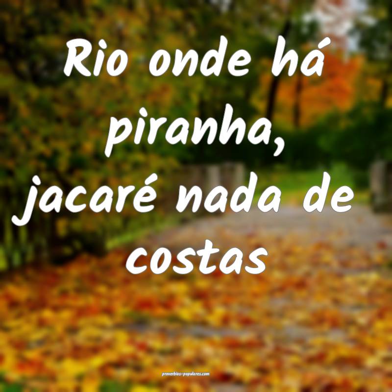 Rio onde há piranha, jacaré nada de costas ...