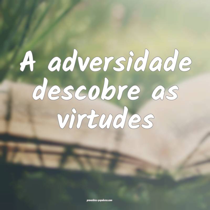 A adversidade descobre as virtudes ...