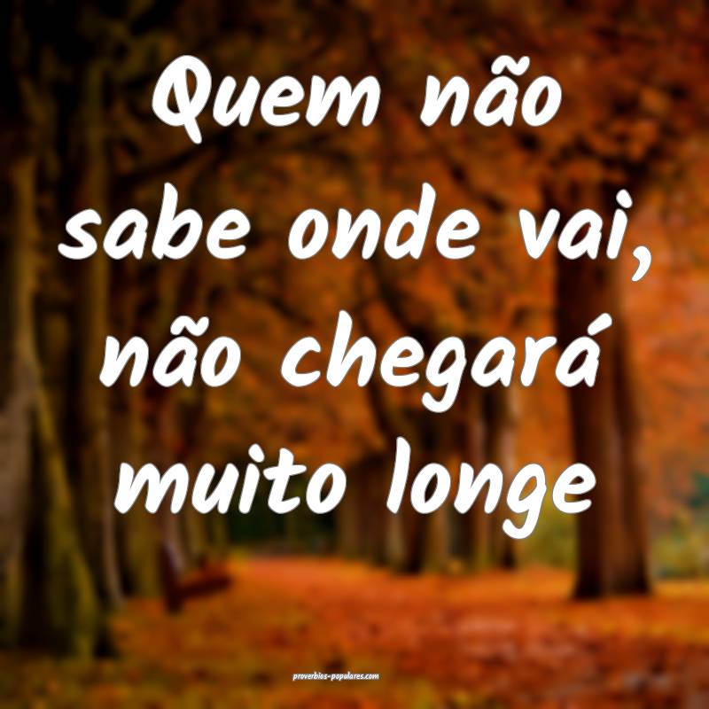 Quem não sabe onde vai, não chegará muito longe ...
