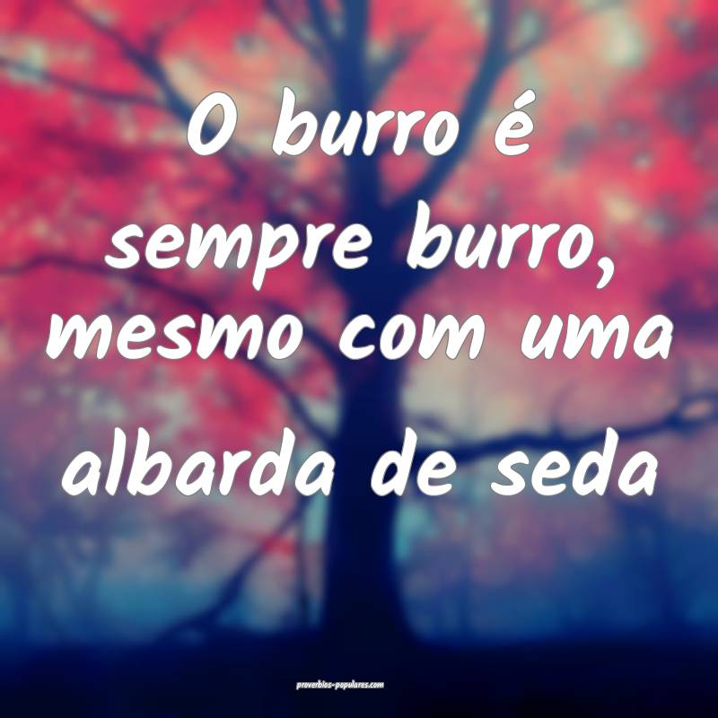 O burro é sempre burro, mesmo com uma albarda de seda...