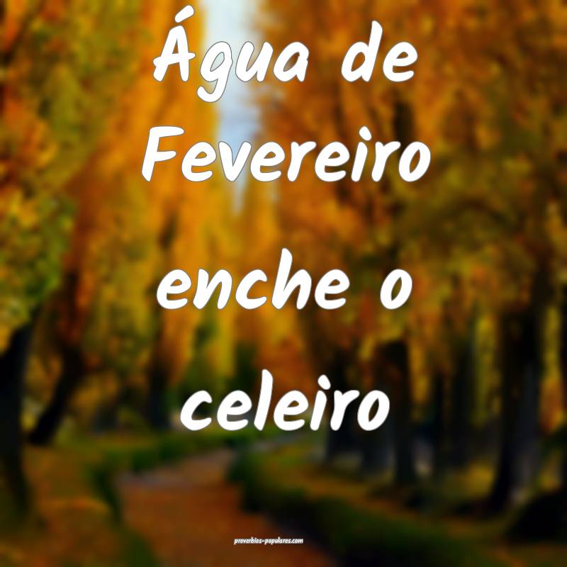 Água de Fevereiro enche o celeiro...