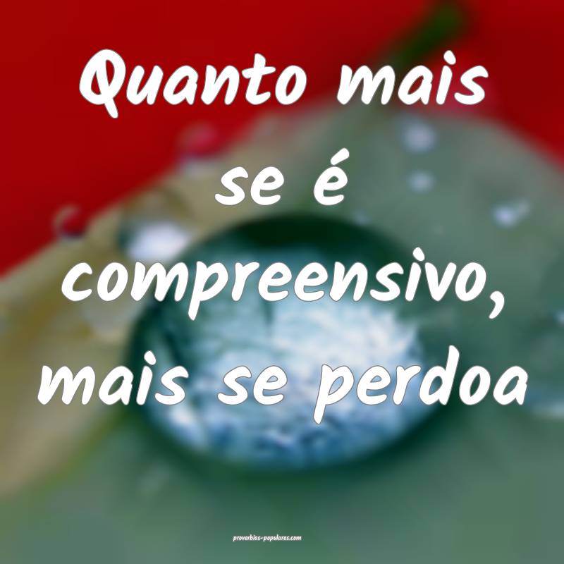 Quanto mais se é compreensivo, mais se perdoa ...