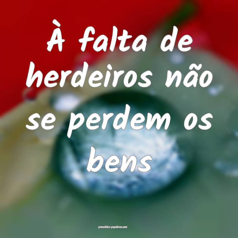 À falta de herdeiros não se perdem os bens ...