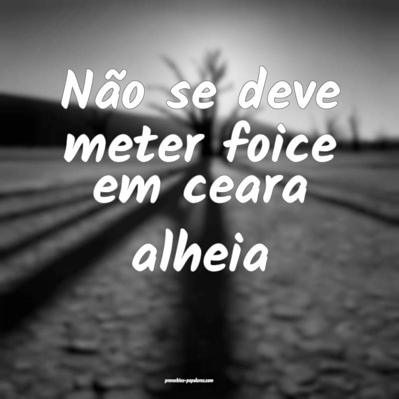 Não se deve meter foice em ceara alheia ...