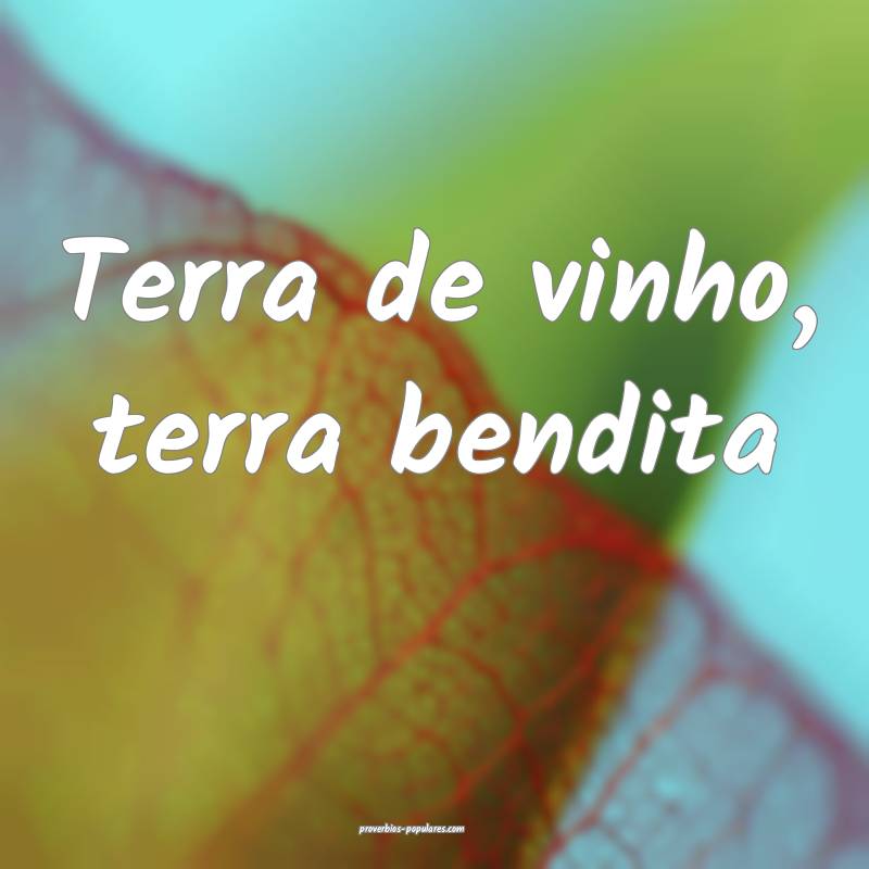 Terra de vinho, terra bendita...