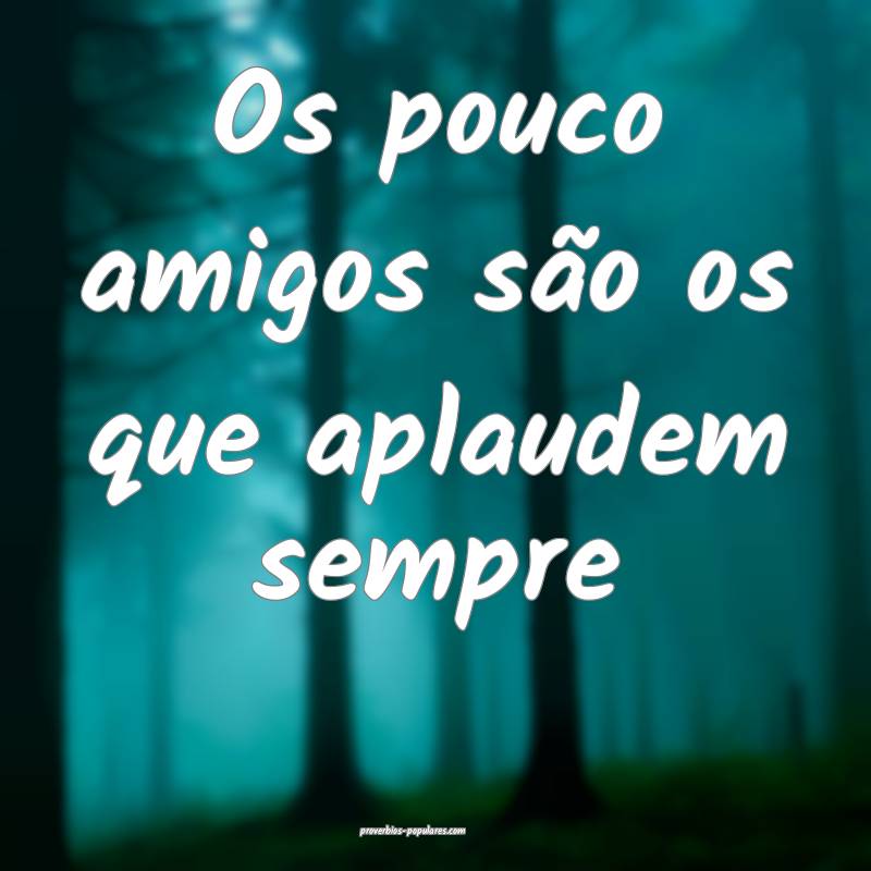 Os pouco amigos são os que aplaudem sempre...