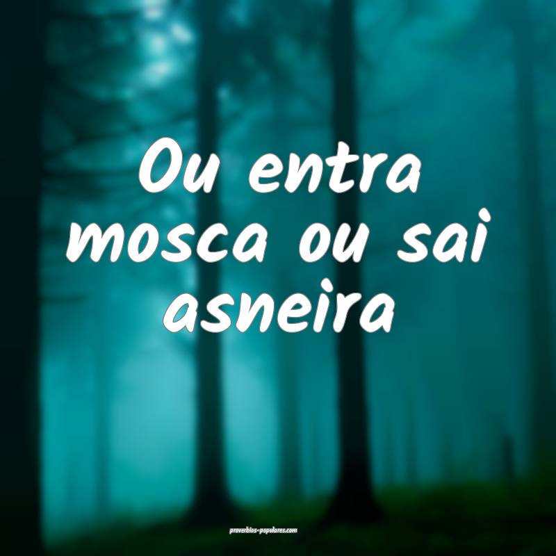 Ou entra mosca ou sai asneira ...