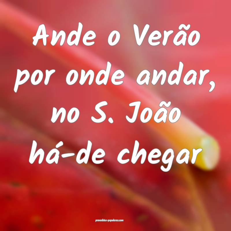 Ande o Verão por onde andar, no S. João há-de c ...