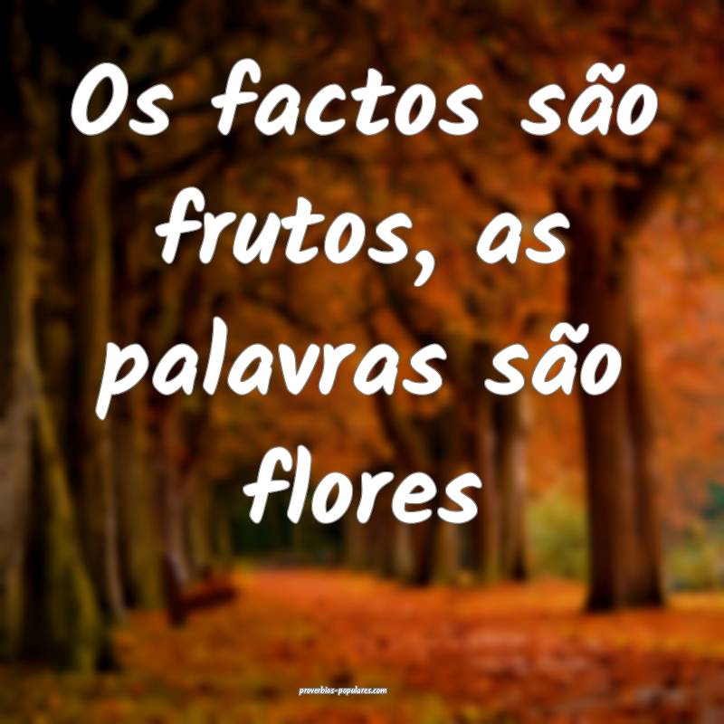 Os factos são frutos, as palavras são flores...