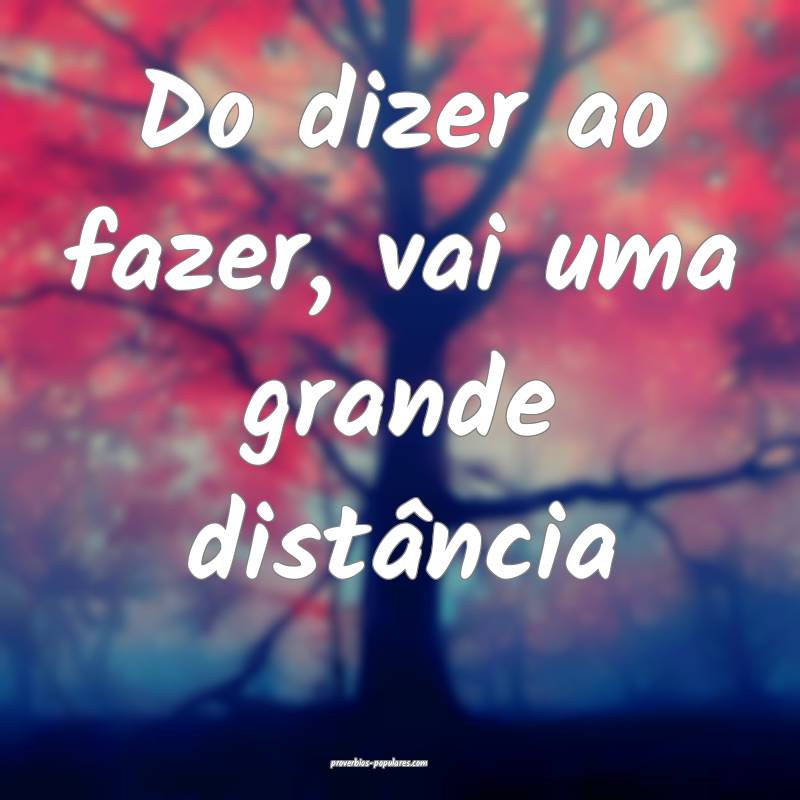 Do dizer ao fazer, vai uma grande distância...