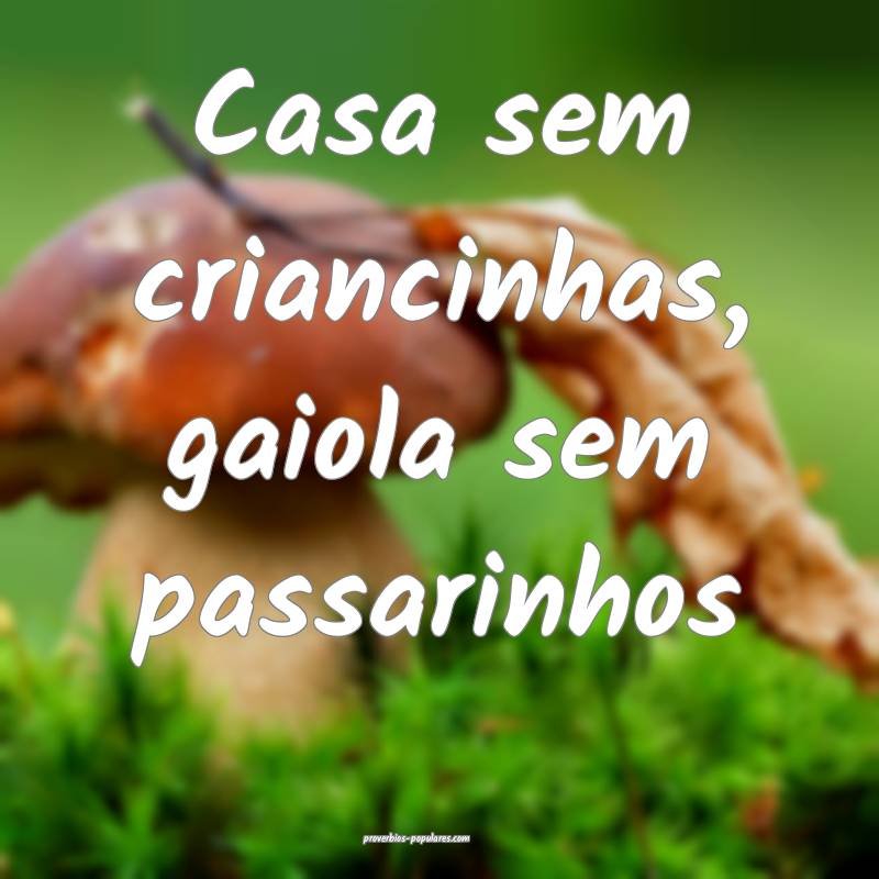 Casa sem criancinhas, gaiola sem passarinhos ...