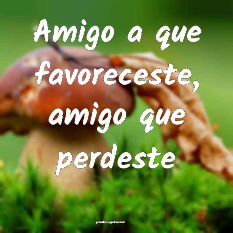 Amigo a que favoreceste, amigo que perdeste...