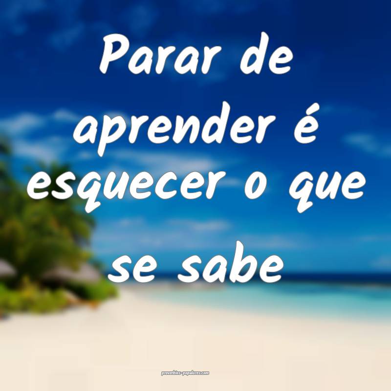 Parar de aprender é esquecer o que se sabe...