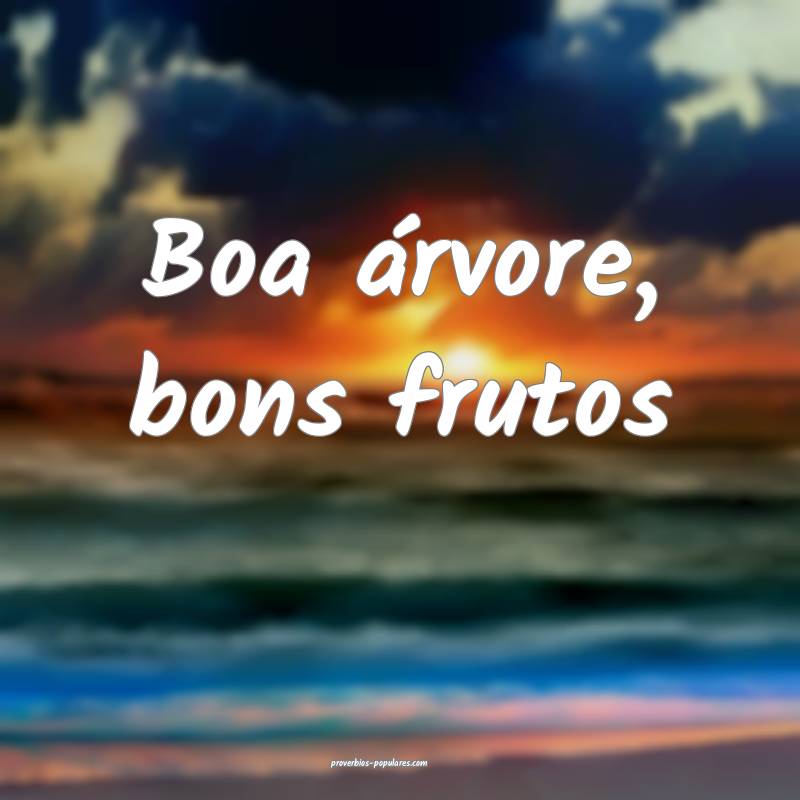 Boa árvore, bons frutos 
...