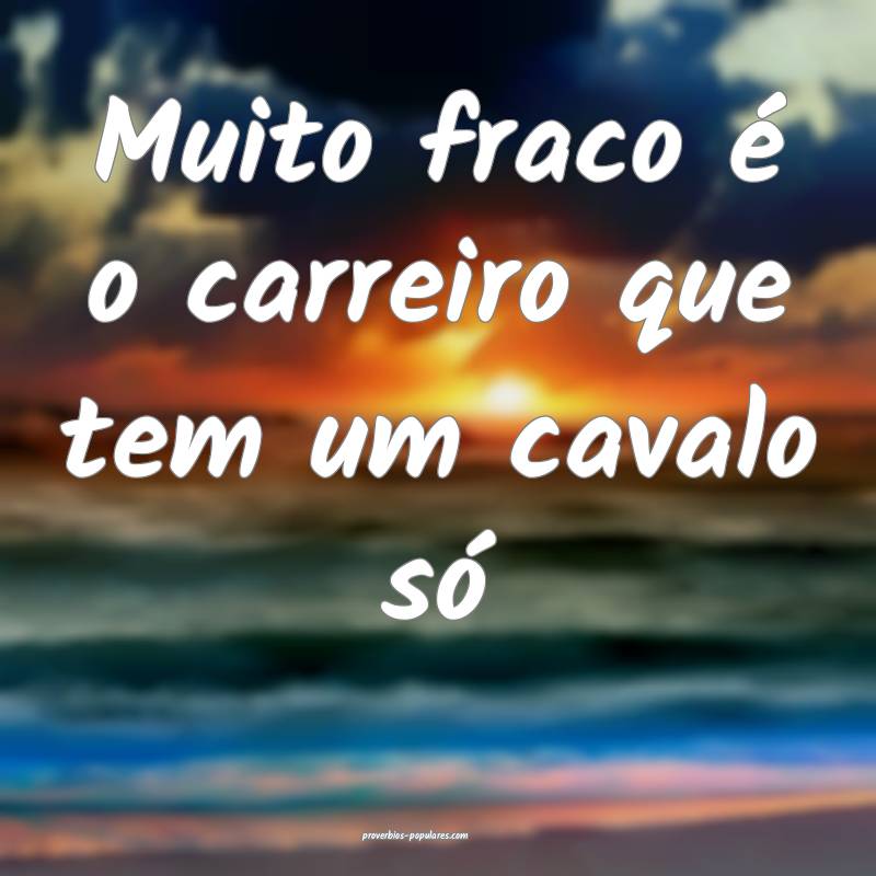 Muito fraco é o carreiro que tem um cavalo só ...
