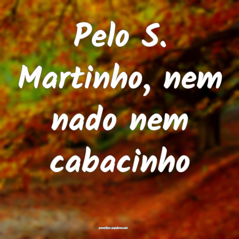 Pelo S. Martinho, nem nado nem cabacinho ...
