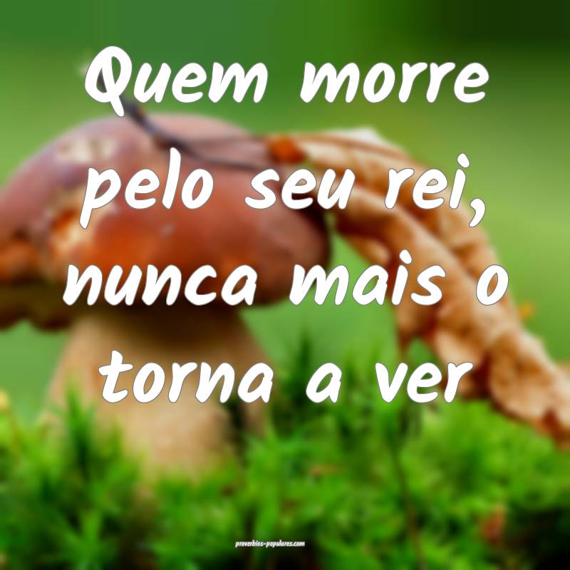 Quem morre pelo seu rei, nunca mais o torna a ver...