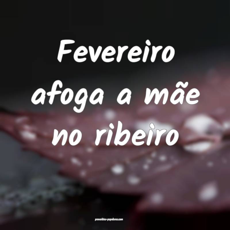 Fevereiro afoga a mãe no ribeiro...