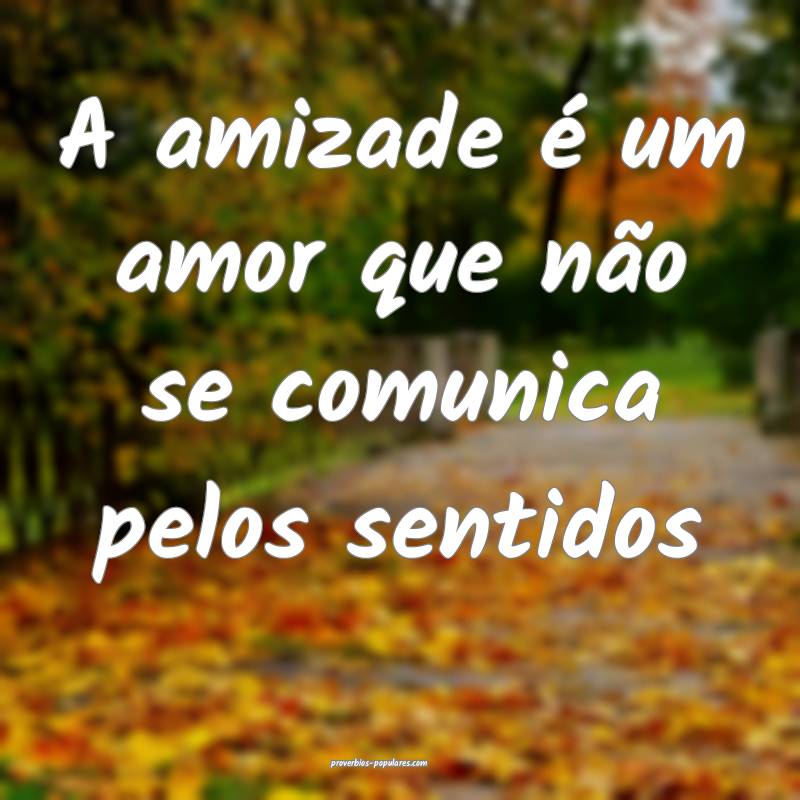 A amizade é um amor que não se comunica pelos sentidos...
