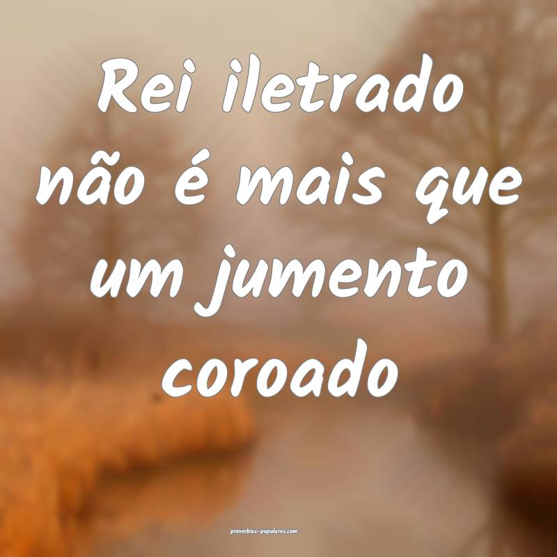 Rei iletrado não é mais que um jumento coroado...