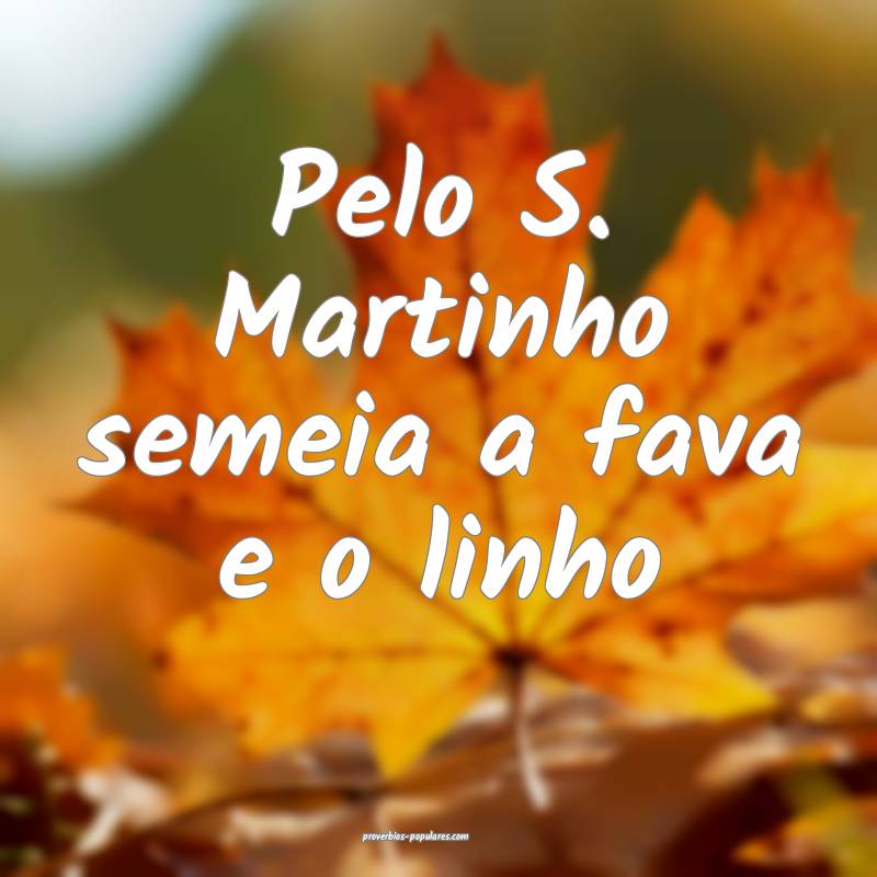 Pelo S. Martinho semeia a fava e o linho...