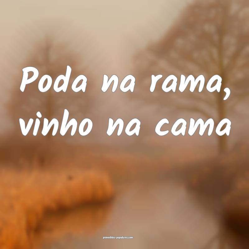Poda na rama, vinho na cama...