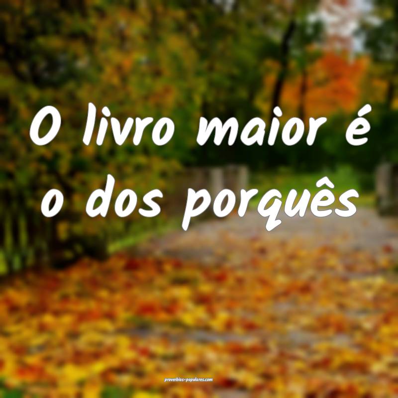 O livro maior é o dos porquês ...