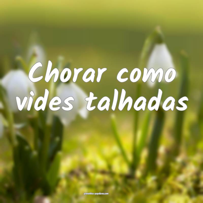 Chorar como vides talhadas...