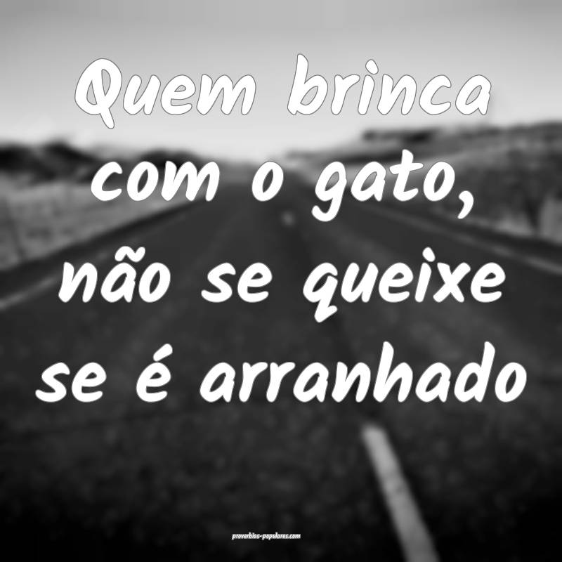 Quem brinca com o gato, não se queixe se é arranhado...