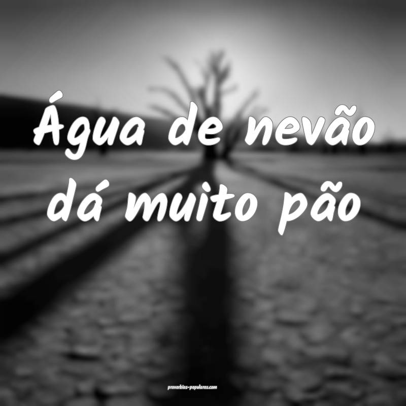 Água de nevão dá muito pão...