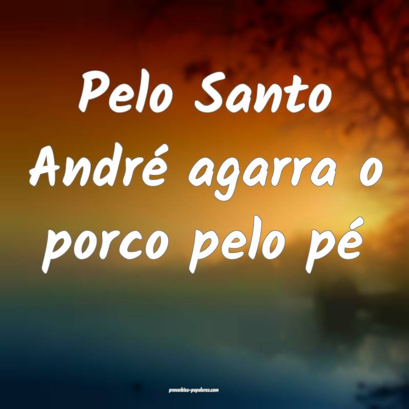 Pelo Santo André agarra o porco pelo pé...