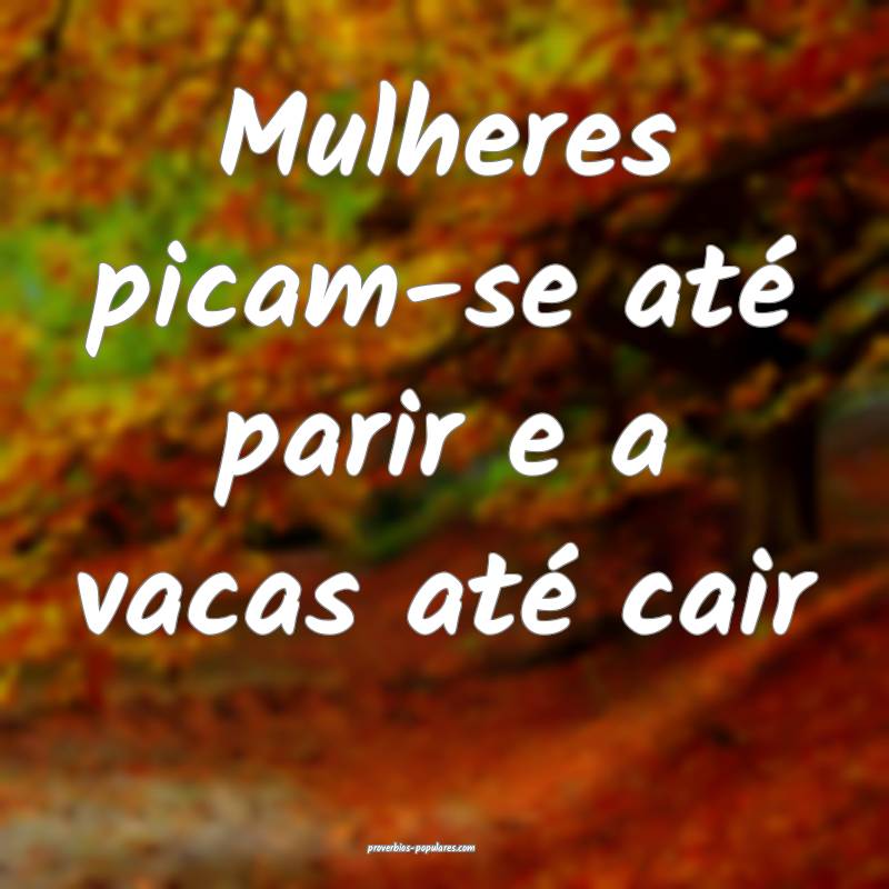 Mulheres picam-se até parir e a vacas até cair...