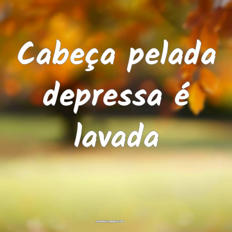 Cabeça pelada depressa é lavada...