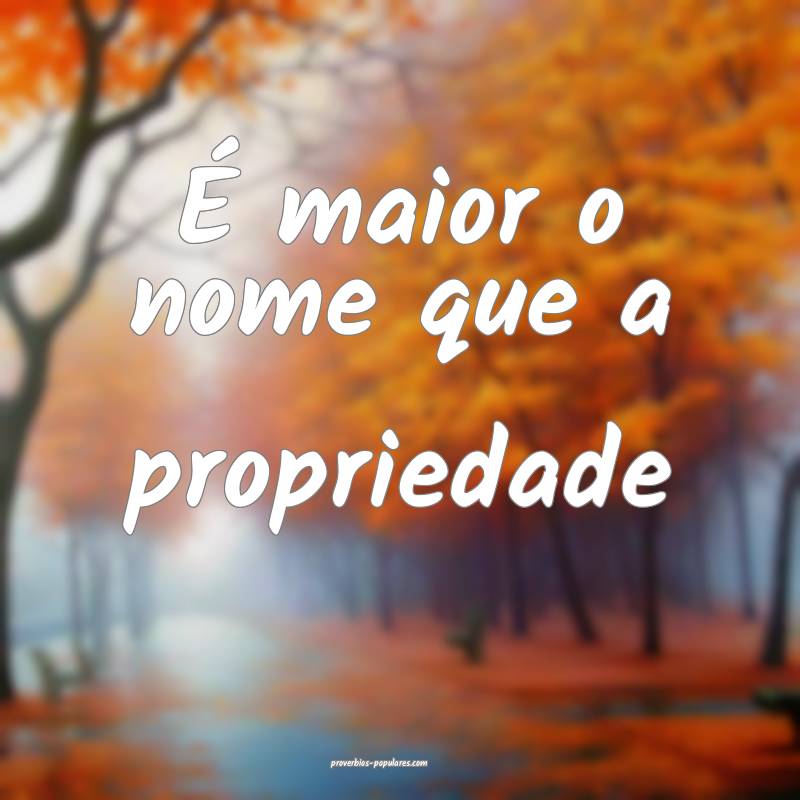 É maior o nome que a propriedade ...