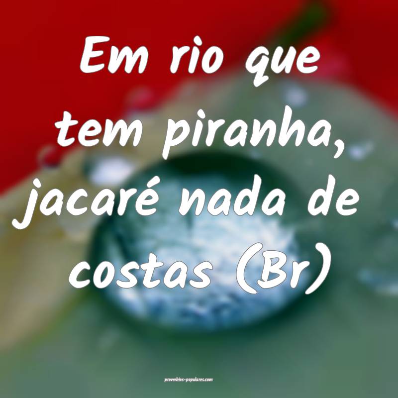 Em rio que tem piranha, jacaré nada de costas (Br) 
...