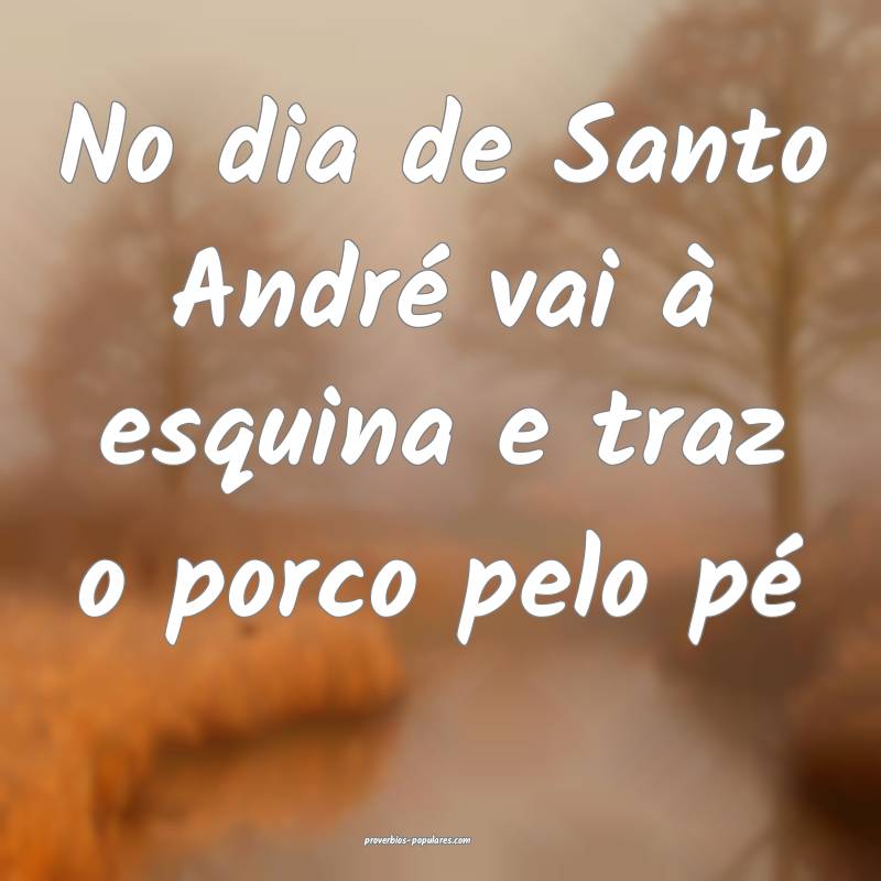 No dia de Santo André vai à esquina e traz o porco pelo pé...