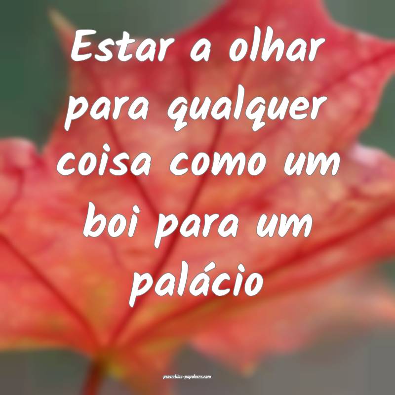 Estar a olhar para qualquer coisa como um boi para um palácio 
...