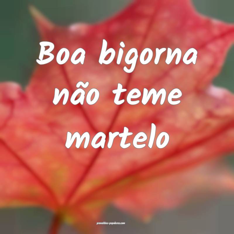 Boa bigorna não teme martelo...