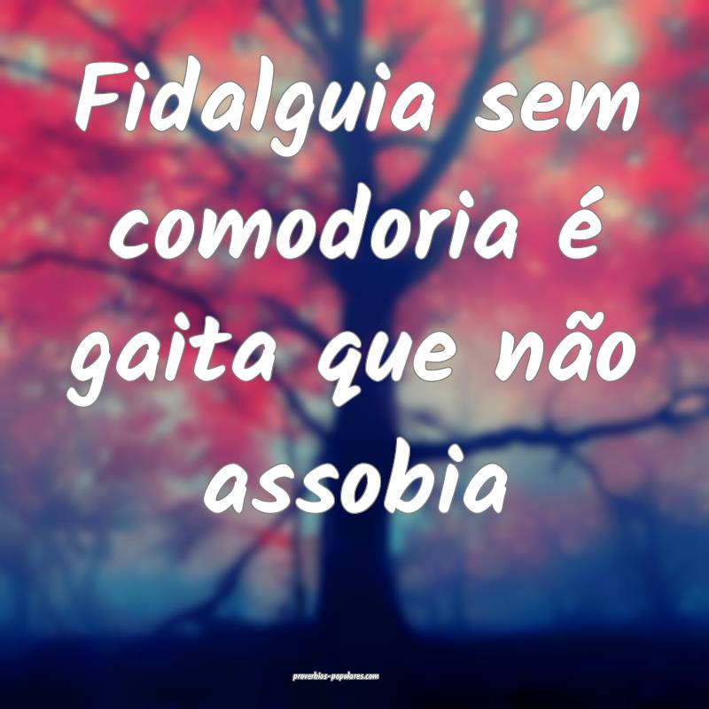 Fidalguia sem comodoria é gaita que não assobia 
...