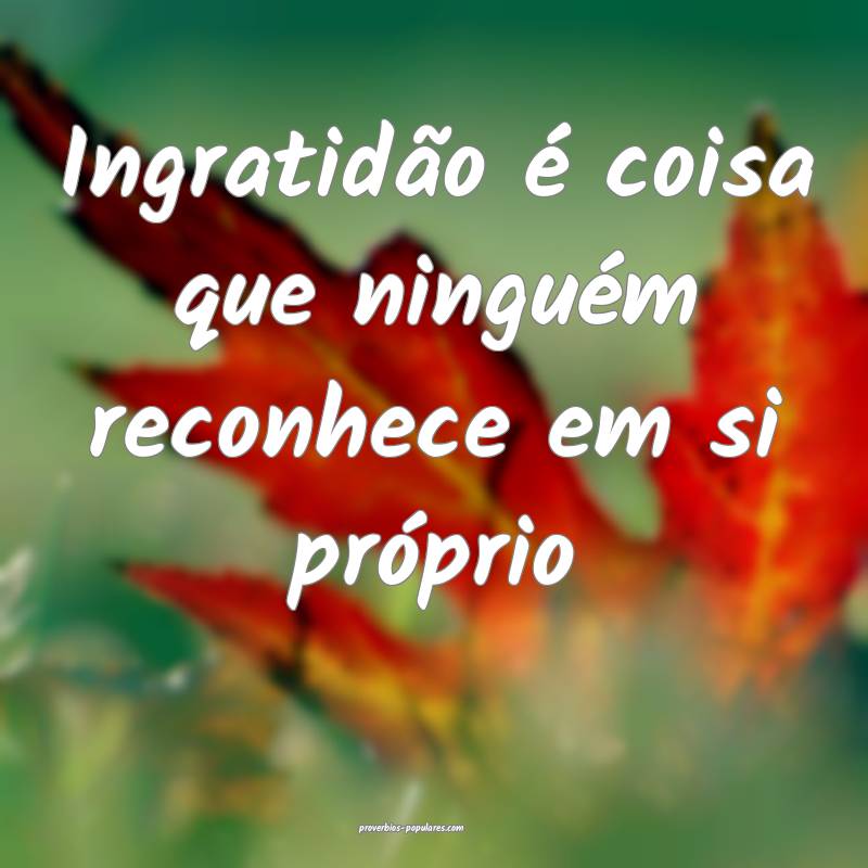 Ingratidão é coisa que ninguém reconhece em si próprio...
